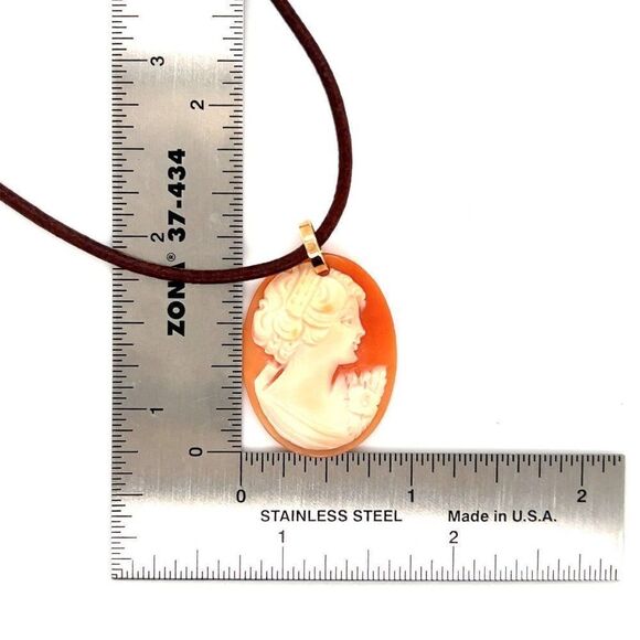 14k Cameo Brown Corded Necklace - Picture 7 of 12